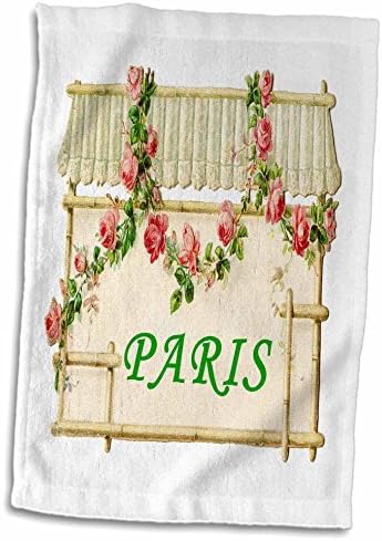 3dRose Florene Франция - Романтични Реколта Кърпи с цветя модел и името Paris - (twl-62641-1)