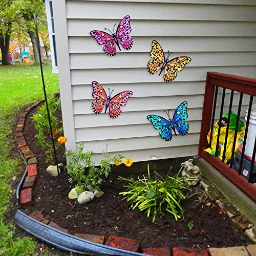 Стенен декор с метална пеперуда - 9,5 Външен Ограда, Артистичен Интериор, Окачен за градина, Двор, Хол, Спалня, вътрешен