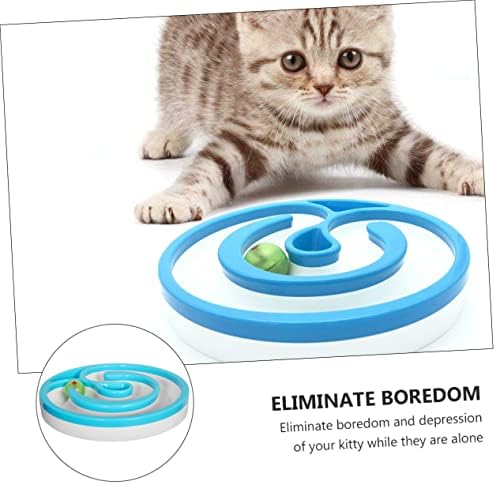Ipetboom Toy Swing Blue Забавни Закачка Играчки за котки, Творчески Движат Забавни Умствени Интерактивни Въртящи се Писклив пътеки и Топката, Кръг за Самостоятелни упражнен?