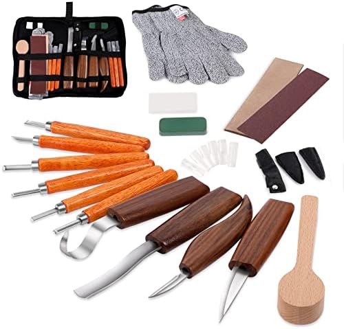 Набор от инструменти за дърворезба, Набор от Ножове за рязане на детайли и Куки за начинаещи, Нож за Подрязване на лъжици,
