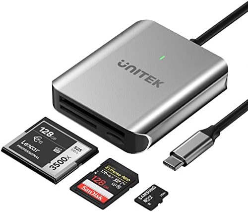 Четец на карти Unitek CFast, четец на карти 3 в 1 с C USB към Micro SD/SD 4.0, Алуминиев Адаптер за карти памет CFast 2.0 за