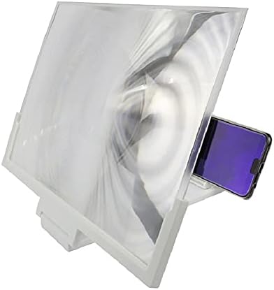 XJJZS Нов 14-Инчов 3D усилвател на екрана, Увеличително Стъкло за Мобилен телефон, HD Поставка за видео, Сгъваем Екран, Голям Държач за защита на очите (Цвят: бял)