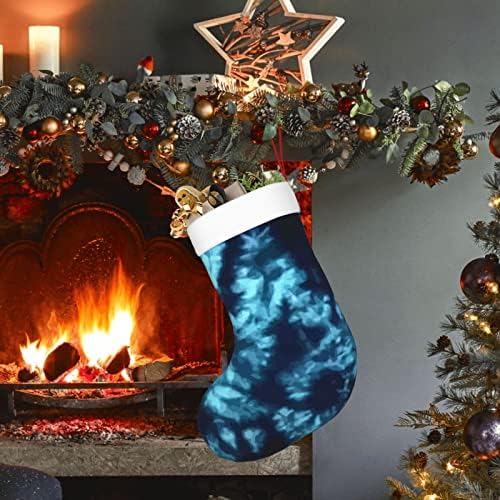 Коледни Чорапи С Шарките На Сини Морски Вратовръзка-Боя Се, Двустранни Чорапи За Окачване На Камината