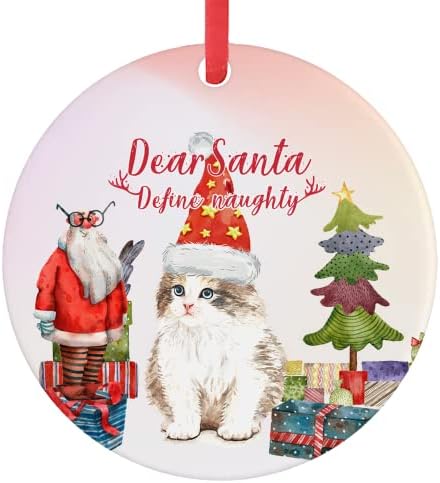 Коледен Орнамент за котки, Висящи Украшения за Първата Елхи За котки, Скъпи Дядо коледа, Непослушно 3 Голяма