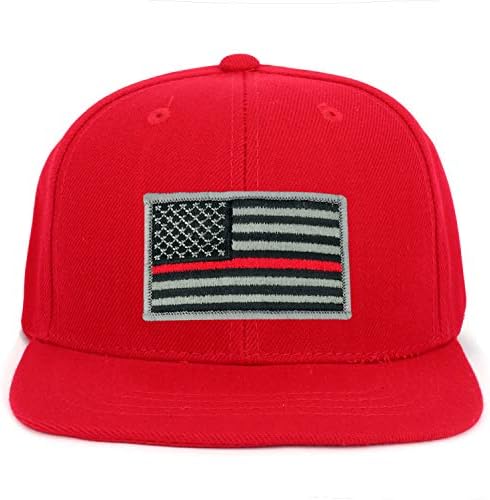 Armycrew Младежта бейзболна шапка Kid Размер Тънка Червена Линия с Нашивкой Американски Флаг с Плосък Клюн възстановяване