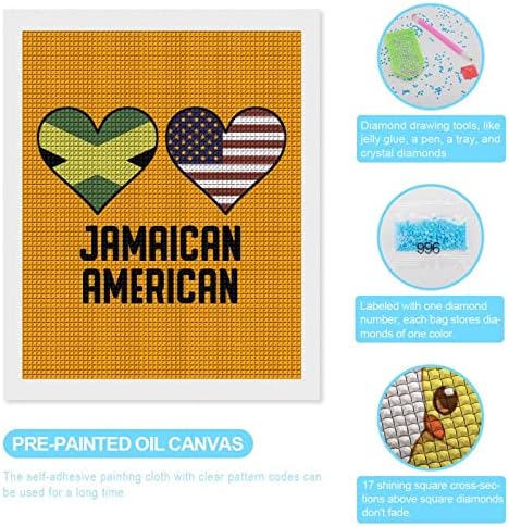 Ямайско-Американски Флагове във формата на Сърце, Декоративни Набори За Диамант Живопис, Забавни 5D САМ, Пълна