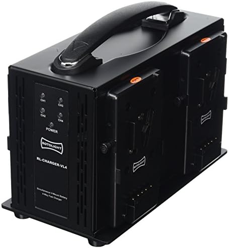 Зарядно устройство Rotolight 4 Channel V Lock адаптер климатик и XLR-кабел - Черен