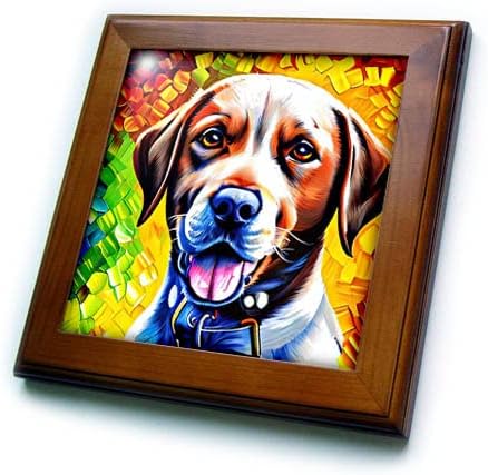 Триизмерен портрет на красива кучета лабрадор ретривър. Цветна art. - Плочки, в рамката (ft-376142-1)