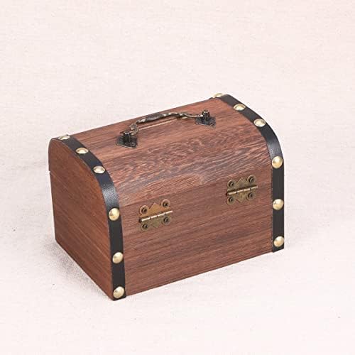Abaodam Дървени Сандъка със Съкровището Кутия с Ключалка В Ретро Стил Кутия За Съхранение на Прасенце Кутия за Бижута Занаяти Сувенири Пиратския Сандък