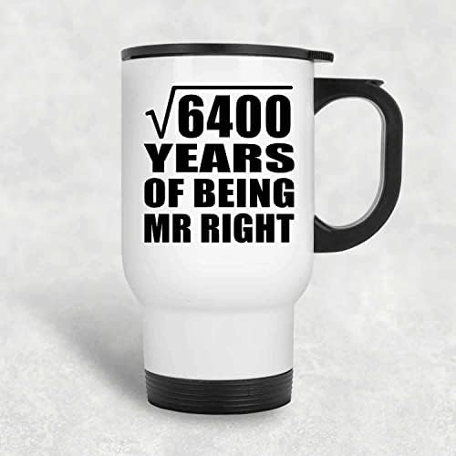 Designsify 80th Anniversary Корен Квадратен от 6400 Години на Съществуване на г-н Райт, Бяла Пътна Чаша С Изолация от Неръждаема