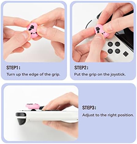 GeekShare Сладки Силиконови Капачки за улавяне на палеца Joycon, Калъф за джойстик, Съвместими с Nintendo Switch / OLED / Switch Lite, с 4 БР. - Бъни & Kitty