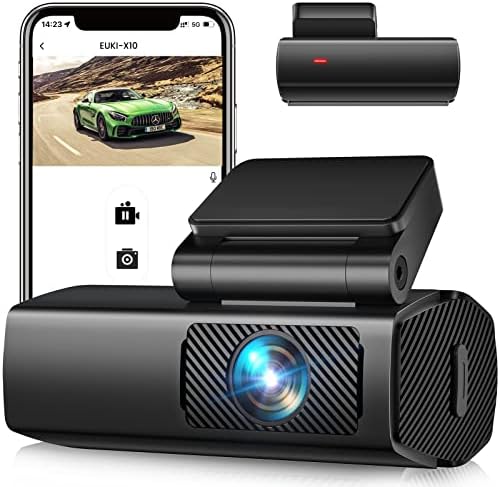Автомобилна камера Dash Cam 1080P, EUKI WiFi Dash Camera за автомобили, Предна камера с нощно виждане, Широк зрителен