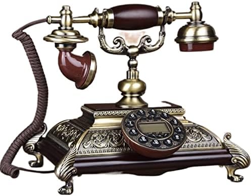 Ретро Телефон Украса на Хола Европейски Стил Домашен Офис, Стационарен телефон Класически американски Въртяща маса (Цвят: черен