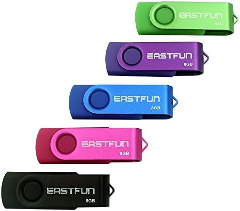 EASTFUN 5 Pack 8GB USB Флаш памет USB 2.0 Flash Memory Stick Сгъваема дръжка за съхранение на палеца (пет смесени