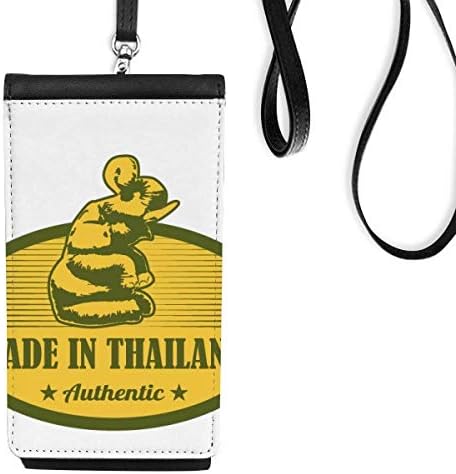 Тайландски култура Произведено в Тайланд Телефон в Чантата си Портфейл Висящ Калъф За Мобилен Джоб Черен