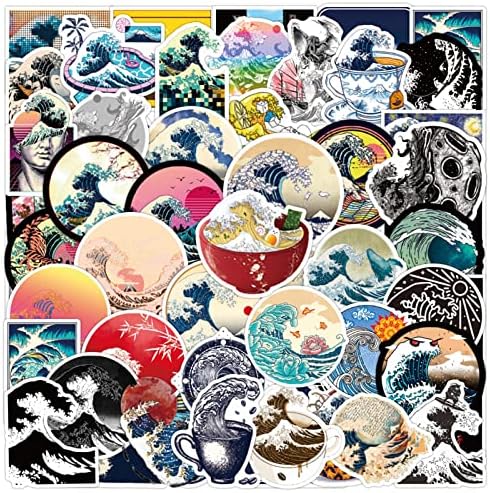 50шт Японското Изкуство на Океанските Вълни Етикети, Океанските Вълни, Водоустойчив Винил, Етикети за Бутилки