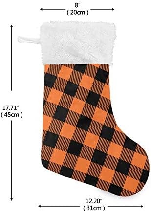 Комплект Коледни Чорапи xigua от 2 теми, Коледни Чорапи, в Оранжевия клетка и Чорапи с Плюшени Меховыми Белезници, Украса за Камината за Семейна Почивка, Украса за Коле