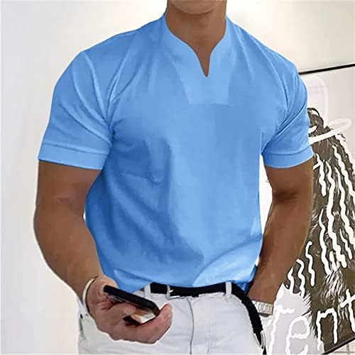 Мъжки Ризи, Мъжки Ежедневни обикновена Тениска за фитнес с V-образно деколте, Мъжки Бизнес Тениски с Къс ръкав