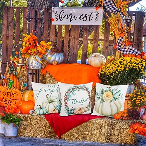 CDWERD Есенни Калъфки 18x18 Инча Комплект от 4 Есенните Декоративни покрива възглавница в стил тийл са на Ден на Благодарността,