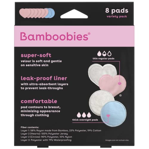 Дамски подложки за хранене Bamboobies, за Многократна употреба и пере, Разнообразна опаковка, Херметични подложки
