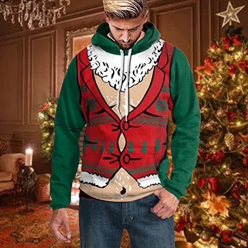 Guolarizi Есенно-Зимния Коледен топ с принтом, Мъжки Пуловер с дълги ръкави и качулка, Интересни мъжки блузи и блузи, (D, M)