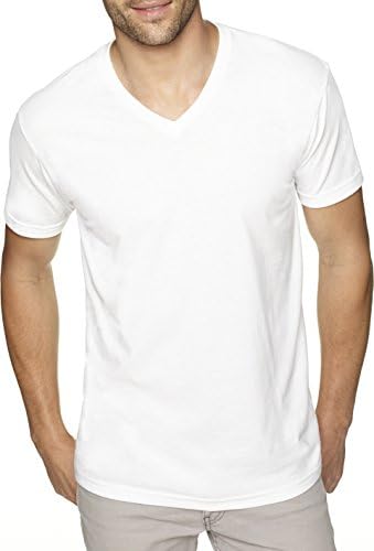 Next Level Apparel 6440 Мъжки Приталенная тениска Премиум-клас с V-образно деколте, от Велур - Бяла, Среден размер
