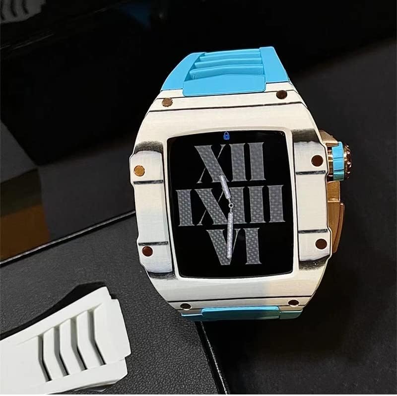 AEMALL Калъф, изработени от въглеродни влакна в спортен стил, моден комплект за Apple Watch Series 8 45 мм, лесен