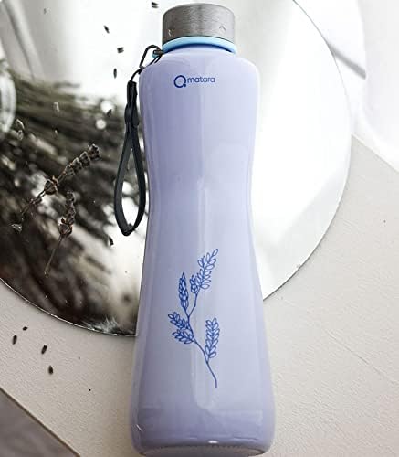 Стъклена бутилка за вода Qmatara в 25 унции - Спортна бутилка за вода с дръжка за носене от веганской изкуствена