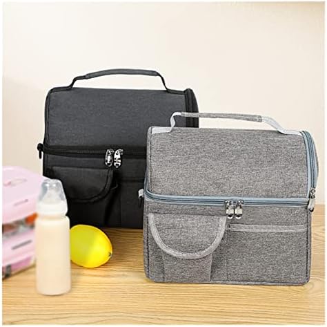 MJWDP Голям двупластова Изолирано чанта за обяд, кутия за съхранение на продукти за пикник, консервация (Цвят: B размер: както е показано на фигурата)