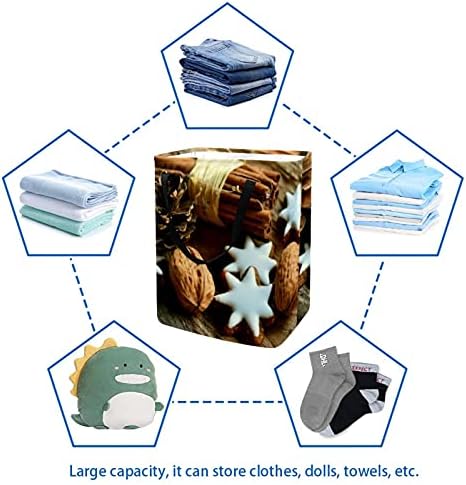 Коледна Кошница за дрехи във формата на Звездички Орех и Канела, Складное Кофа за съхранение на Бельо с Дръжки