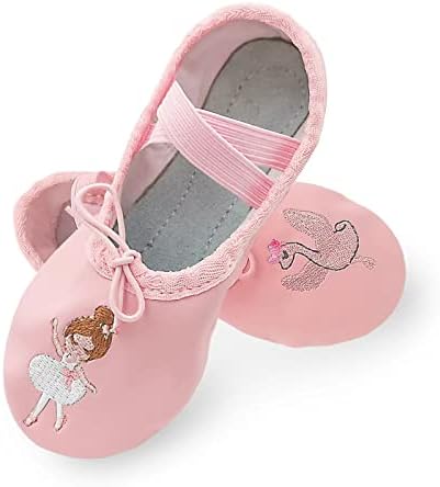 NiphyDar/балет апартаменти за децата на 3 години/на 4 години/5 години/6 години; Кожени туфли за момичета; Танцови обувки на пълна подметка за момичета-деца