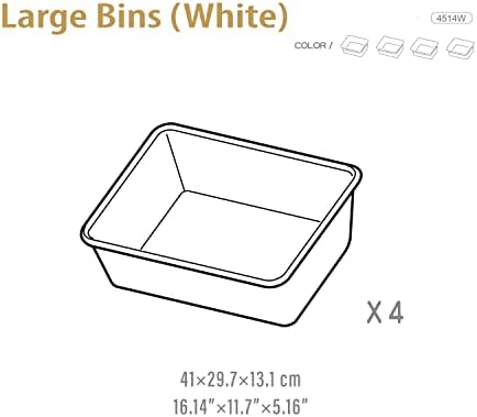 UNiPLAY Големи Штабелируемые Кутии за съхранение на Организаторите в гардероба, Чекмеджета, за съхранение на продукти, килери и играчки (4 опаковки), Бял