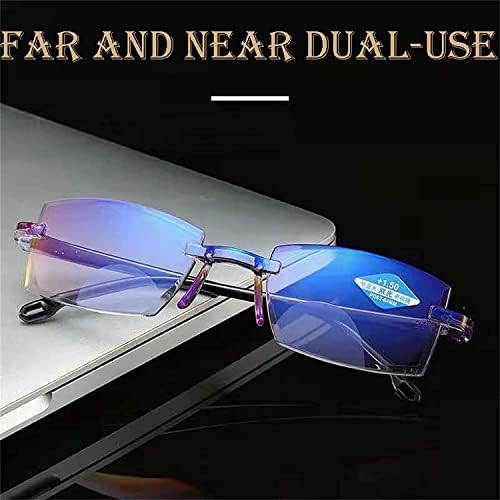 Сапфировые Интелигентни очила за четене с двоен фокус Висока твърдост със защита от синя светлина (Кафяви, + 3,00)