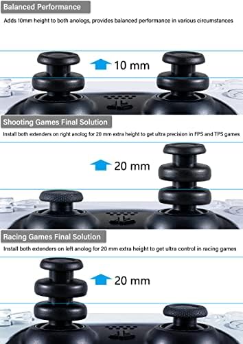 PlayRealm НЕ Пада удължителен кабел за джойстик и Силиконов Калъф за улавяне 2 Комплекта за PS5 и PS4 контролер (НЛО Blue)