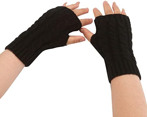 Дамски Топли Зимни Ръкавици от Дебела Вълна в Студено Време, Възли Ястия За ръце, Дълги Ръкавици Без Пръсти
