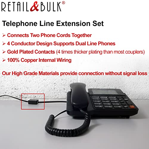 6 Фута телефонен разклонител RetailAndBulk за стационарни телефони • Висококачествен телефонен кабел RJ11