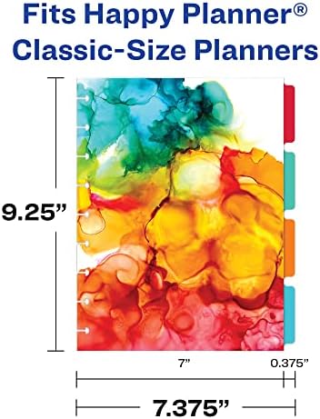 Разделителят за списък Ейвъри за проектанти Happy Planner класически размер на 9 дискове, определени с 4 раздели, Акварел фигура Ейми Мандарина, 1 комплект (25497)