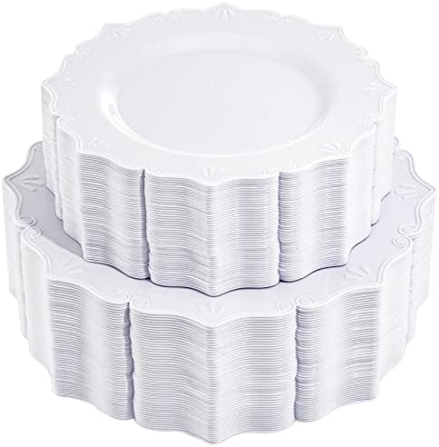 YOUBET 102 бр. Бели Пластмасови чинии-Заредете бели чинии за еднократна употреба за Деня на майката - Включват