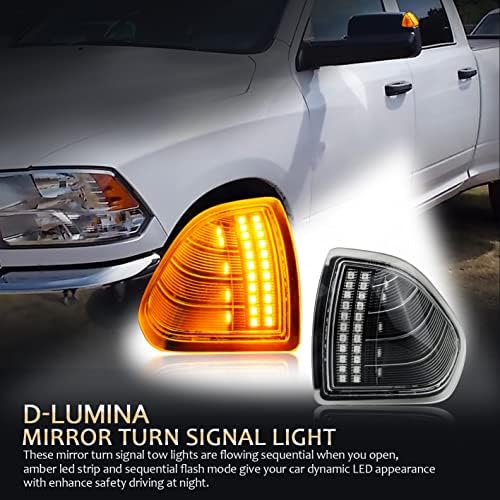 D-Lumina led Указател на завоя на страничните огледала, ляво и дясно Светлини, Прозрачен капак на Обектива за 2010-2018 Dodge Ram 1500 2500 3500 4500 5500, подмяна на осветление огледала за ?