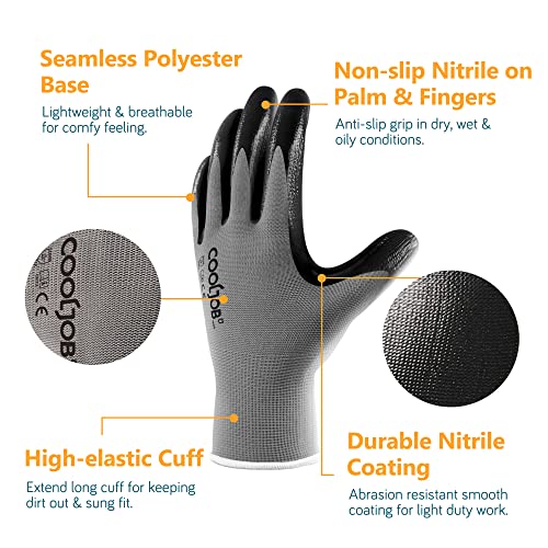COOLJOB, 10 Чифта предпазни работни ръкавици за мъже и жени, нескользящие, с покритие от нитриловой гума, работни градински