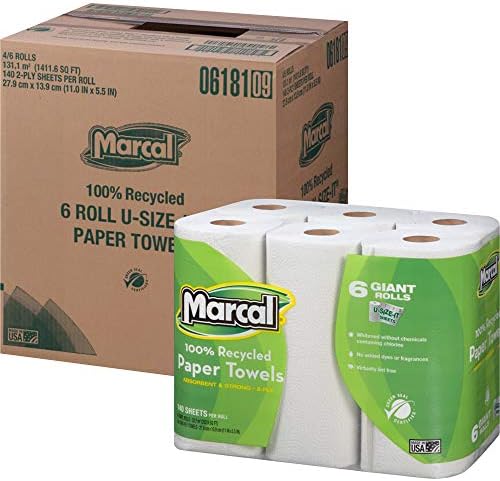 Хартиени кърпи Marcal U-Size-It Кърпи 2 Слоя 140 Листа В ролка на рециклиране - 24 Ролка В опаковка Сертифицирани