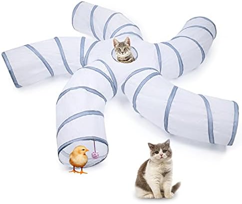 EGETOTA Котешки Тунел за домашни котки Голям, с Играта, топката S-Образна форма, с 5-Цифрен Сгъваем Интерактивен Нащрек