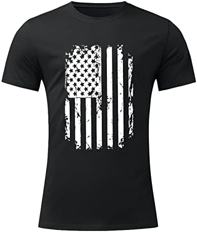 Патриотични Мускулести Ризи за Мъже, Ежедневни Ризи на 4 юли, Къс Ръкав, Плюс Размера на Американски Флаг през Цялата Деколте,