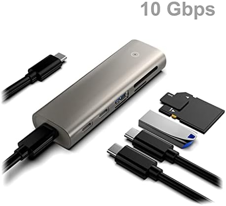SDFGH 1 Мультиразветвитель Адаптер USB Type C Зарядно устройство за TF карта.HC463 10 Gbit/с USB 3,1 Gen2 Hub 6 инча