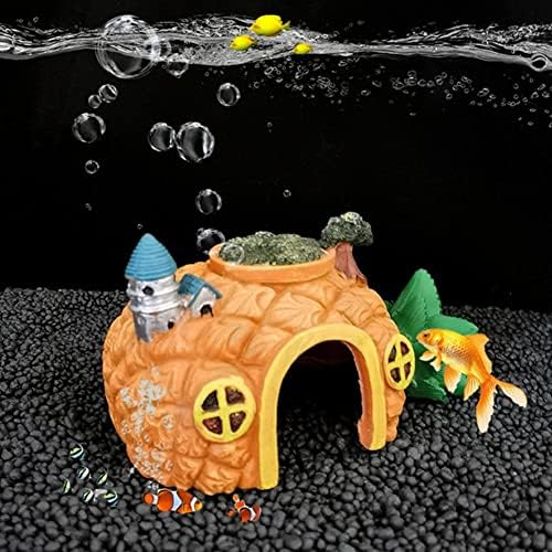 Украса за вашия аквариум MHYFC, Аквариум, Cartoony къща във формата на Ананас, Подслон за риба, Къща, Аквариум, Аксесоари за аквариума (Цвят: D, размер: L)