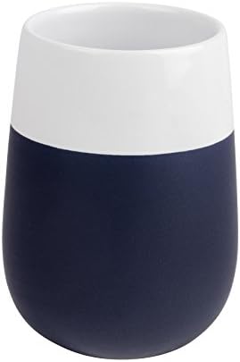 Чаша за четка за зъби WENKO Malta от керамика Тъмно син/бял на цвят, 8 x 8 x 10,8 см