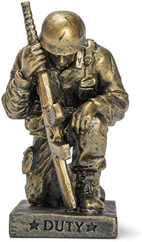 Dicksons Дълг на Вярата на Бога Молящийся Войници 5-инчов Статуетка от Злато Смола с Каменен Плот