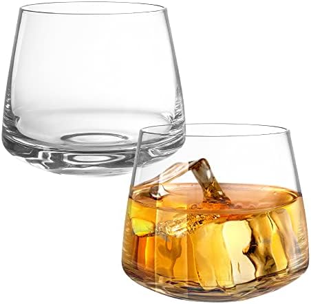 Комплект от 2 Чаши за уиски – 12 унции. Чаша за уиски и бърбън – Кристал, ръчно изработени, не съдържа олово,
