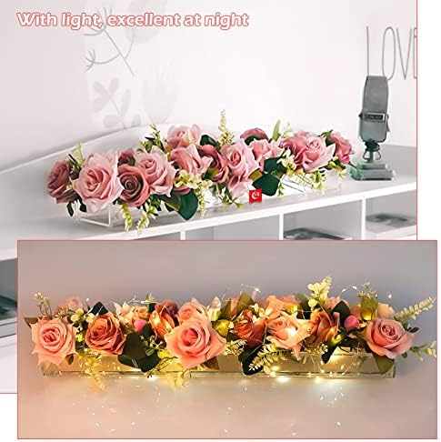 Правоъгълна Прозрачна Акрилна Ваза за цветя: Цвете за украса и за масата за хранене, 11,8-Инчов Правоъгълна