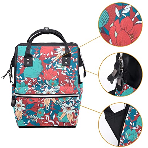 Раница LORVIES Japan с Цветя Винтажной Чанта за Памперси, богат на функции Пътна чанта с Голям Капацитет